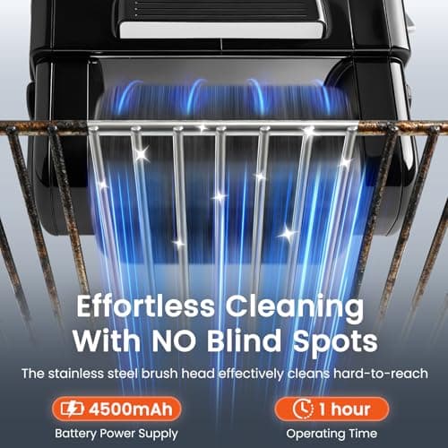 Electric Grill Brush, 950 RPM Cordless Electric BBQ Grill Cleaner with 4500mAh Battery, LED Light, 304 Stainless Steel Brush Head, No Preheating Grill, Heavy Duty Grill Clean Tool for Outdoor Grill - Thumbnail 3