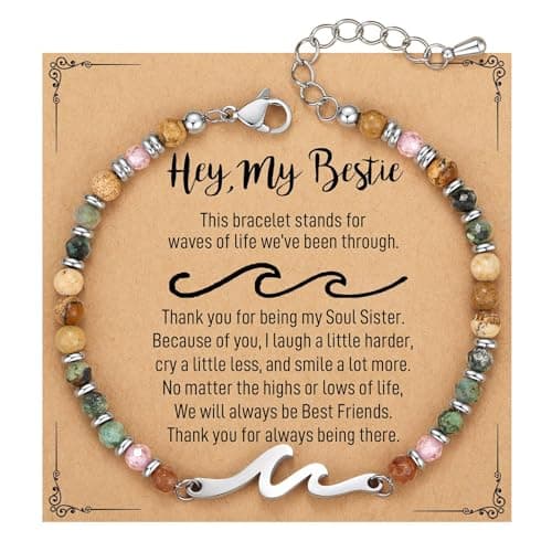 OVIFICEA Friendship Bracelets Sister Gifts for Women, Sister Birthday Gifts, Christmas Stocking Stuffers Wave Charm Bracelets for Teens, Best Friend, Bestie - Image 1