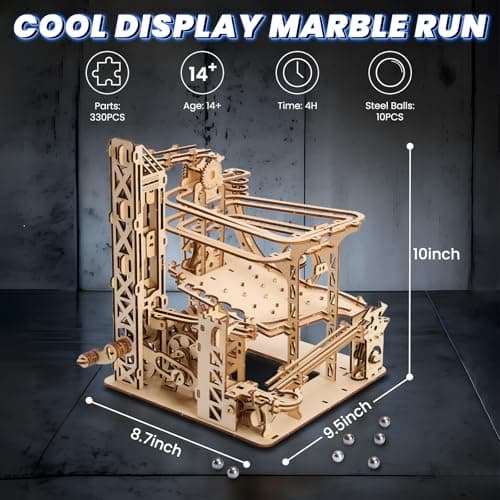 Uplike 3D Wooden Puzzles for Adults: 371pcs Wood Mechanical Marble Run Model Kits with Roller Coaster Building Set for Adults - 3D Brian Teaser Desk Toys Wooden Puzzles for Men Women Hobbies Gifts - Thumbnail 2