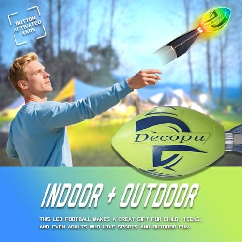 weselon Rechargeable Light Up Football for Boys Ages 6-15, Glow in the Dark Foam Football Toy with 7 RGB LEDs, No Pump Needed, Type-C Cable & Gift Box, Outdoor Birthday Gift for Kids - Thumbnail 4