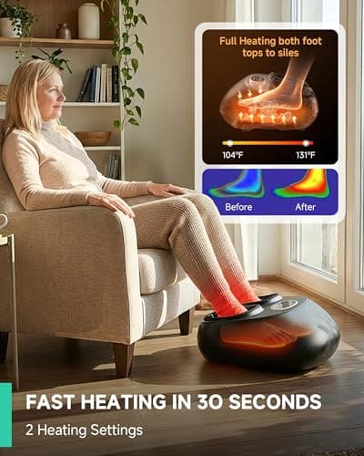 Snailax Shiatsu Foot Massager with Heat, FSA Eligible, Kneading, Compression, Vibration, Feet Massage Machine for Plantar Fasciitis, Neuropathy, Foot Warmer, Gifts for Women Men,Size 13 - Thumbnail 3