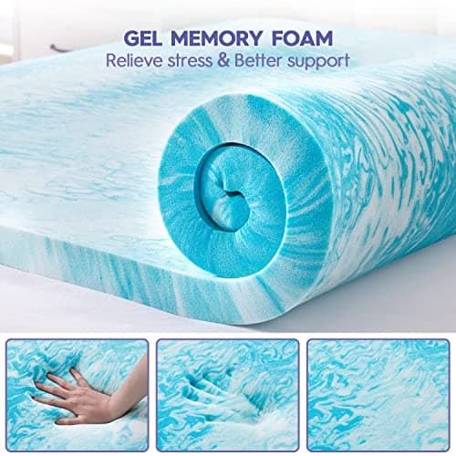 ABENE Twin Size Dual Layer 3 Inch Memory Foam Mattress Topper, 2 Inch Gel Memory Foam Plus 1 Inch Down Alternative Pillowtop Mattress Pad Cover, Thick Soft Bed Topper Support for Back Pain - Thumbnail 3