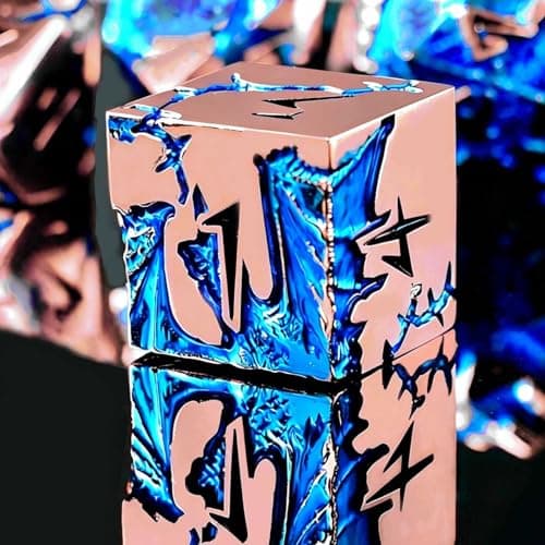 Blue Dragon Metal DND Dice Set, 7 Piece Weighted Polyhedral RPG Dice for Dungeons and Dragons, Balanced Zinc Alloy Tabletop D&D Dice with Storage Gift Case for Pathfinder MTG Games