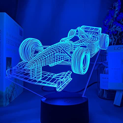 Paesteffe 3D LED Night Light for Kids, Formula 1 Racing Car Intelligent Illusion Lamp, 16 Color LED F1 Night Lamp Remote Control for Children's Room Decoration and Children's Gifts - Thumbnail 2