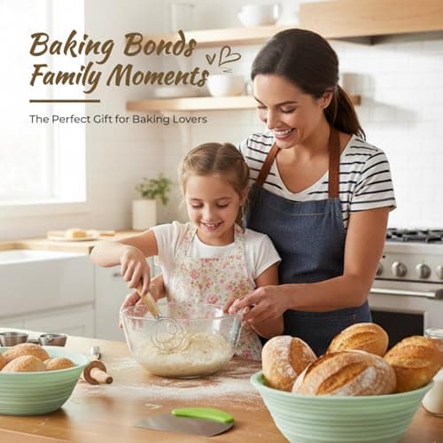 Napute Sourdough Starter Kit, 9PCS Sourdough Breads Baking Supplies, Banneton Bread Proofing Basket Set with 9" Round & 10" Val, Bread Sling, Whisk, Scrapers, Bread Lame, Bag, Sour Dough Baking Tools - Thumbnail 2