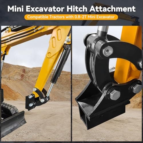 Mini Excavator Trailer Hitch Receiver Attachment – Fits 0.8–1.8T Mini Excavators - Heavy-Duty Alloy Steel with Standard 2-Inch Receiver – 5,000 lbs Tongue & 20,000 lbs Trailer Capacity – Includes Pin - Thumbnail 2