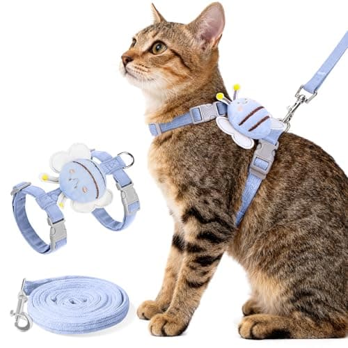 Cat Harness and Leash Set - Comfortable Lightweight Vest Design, Escape Proof Adjustable Kitten Harness for Cats Walking and Safe Travel