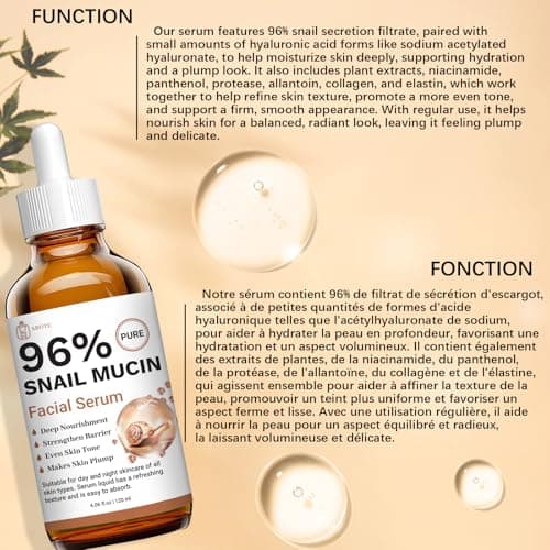 ABOTE Snail Mucin Face Serum 120ml with Pure 96% Snail Secretion Filtrate, Deep Hydration, Refreshing Skincare for All Skin Types (4.06 fl.oz) Travel Pack Size - Thumbnail 5