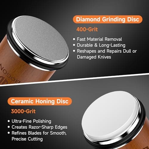 Rolling Knife Sharpener, Diamond & Ceramic Discs, 15° & 20° Magnetic Angles, Fast & Safe for Any Blade Hardness, Sharpening Kit for Kitchen & Pocket Knives, Razor-Sharp Edge, Leather Strop, Ideal Gift - Thumbnail 3