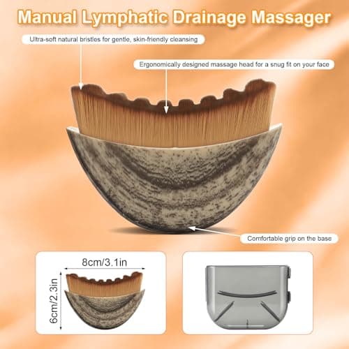Lymphatic Contour Face Brush 2 Pack, Lymphatic Face Brush, Ergonomic Facial Cleansing Brush Fit Skin Precisely for Chin Jawline Sculpting, Relieve Fatigue, Portable Gua Sha Alternative (Brown-1) - Thumbnail 4