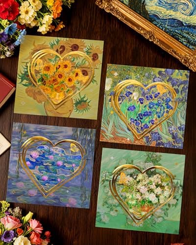 HOMTEK 4pcs Metal Clip Heart Bookmarks for Reading Women, Van Gogh Monet Oil Painting Cute Hollow Butterfly Corner Page Book Marks for Women,Teachers Students,Reading Accessories Gifts for Book Lovers - Thumbnail 2