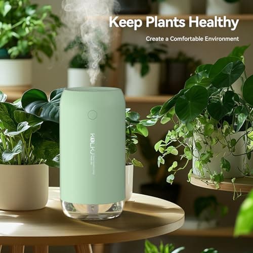 KQLKJ Portable Mini Humidifier, 350ml Small Cool Mist Humidifier for Plants, USB Personal Desktop Humidifier for Bedroom Car Office Travel with Auto Shut-Off & 2 Mist Modes (Green) - Thumbnail 4