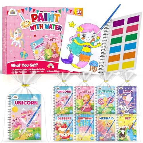 ZMLM 24 Water Coloring Books for Kids Party Favors - Bulk Mini Coloring Books for Kids Ages 4-8,Small Birthday Goodie Bag Stuffers School Teacher Return Gift Art Crafts Classroom Prizes (Girl)