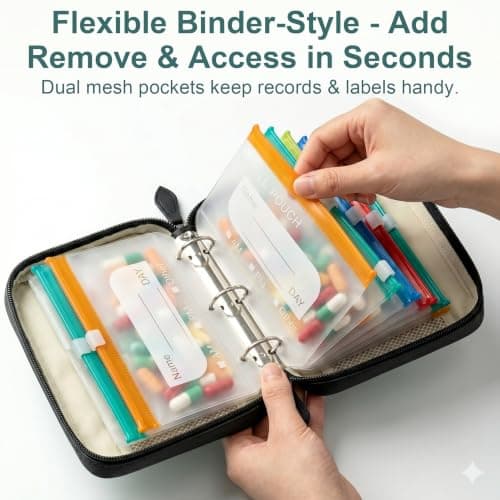 NeLiangIA 2 Pack Black Weekly Pill Organizer, Waterproof Travel Pill Organizer with 7 Color Pouches, Pastilleros para Medicamentos, Travel Medicine Organizer for Gift & Family Use - Thumbnail 3