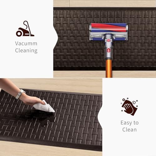 UKISS 2PCS Kitchen Rugs, Cushioned Anti Fatigue Kitchen Mats for Floor, Waterproof Kitchen Rug，Non-Slip Comfort Standing Mat for Kitchen, Floor Home, Office, Sink, Laundry,17.3"x28"+17.3"x60",Brown - Thumbnail 6
