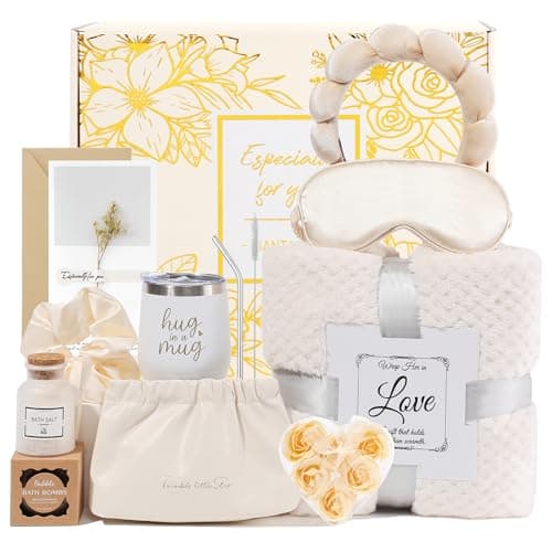 TIANTAIYUE Spa Gift Basket for Women, 11-Piece Self Care Package for Her, Cozy Relaxation Gifts for Birthday, Anniversary, Mother's Day, Thank You, Get Well Soon Gifts for Mom, Wife, Girlfriend, Beige - Image 1