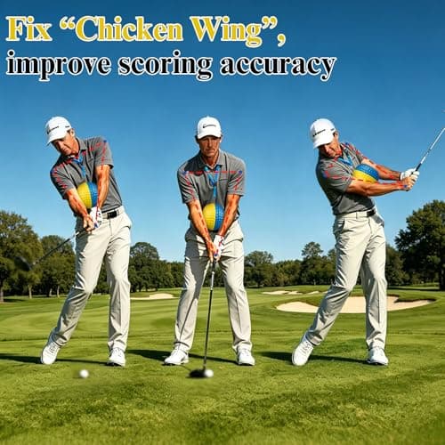 Golf Training Aid Ball and Armband, Golf Swing Trainer for Consistent Precise Swing, Fix Slicing, Scooping Chicken Wing, Golf Training Tool with Armband, Adjustable Lanyard, Storage Bag Golfer- Yellow - Thumbnail 2