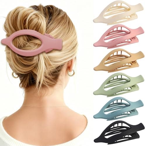 CHANDAT Flat Hair Clip 6 pcs Lay Down Claw Clips Hair Accessories for Women -Colorful - Image 1