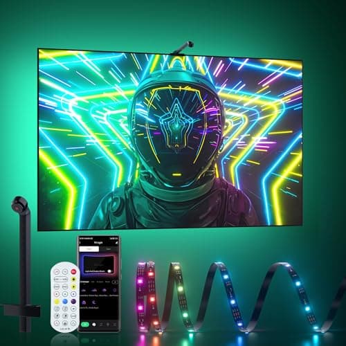 MIHEAL TV LED Backlight with Sensor,16.4FT RGB Strip Lights for 55-65 inch PC, TV, Monitor, Smart TV Lights Behind That Sync with Screen, Compatible with App Music Sync, for Gaming Room