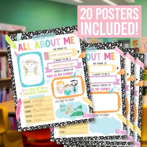 All About Me Posters for Classroom Must Haves - 20 Star Student Poster, 100 Days of School Items, Star of The Week Poster Elementary Classroom Decor, End of School Year Teacher Supplies - Thumbnail 3