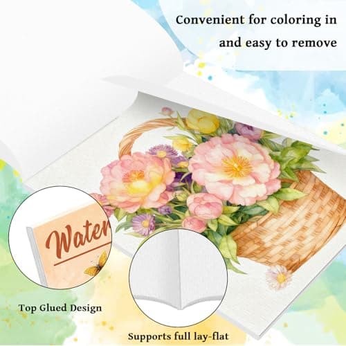 Kalysky 8.5 * 11" Watercolor Workbook,3 Watercolor Coloring Books for Adults,Water Color Book kit for Adults Beginner,160GSM Cold Press Textured Thick Paper - Thumbnail 6