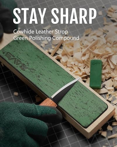 RAVS Wood Carving Sloyd Knife with Leather Strop & Polishing Compound, High Carbon Steel Whittling Knife with Leather Sheath, Chip Wood Carving Tools with Ergonomic Handle for Beginners &Professionals - Thumbnail 5