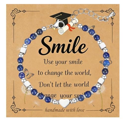 Zeyoy Graduation Gifts, Class of 2026 Natural Gemstone Graduation Bracelet for Her – For Middle School, High School & College Women Graduates (Deep Blue) - Image 1