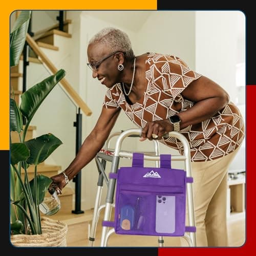 supregear Walker Side Bag, Multi Pocket Storage Pouch for Folding Walker, Water Resistant Lightweight Hand Free Carrier Tote, Universal Size Seniors Caddy Attachment - Thumbnail 6