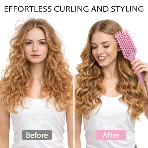 Quenxe Curl Defining Brush, Curly Hair Brush with Vented Design for Detangling and Shaping, Wet & Dry Use, Reduces Pulling for Women and Men (Pink) - Thumbnail 2