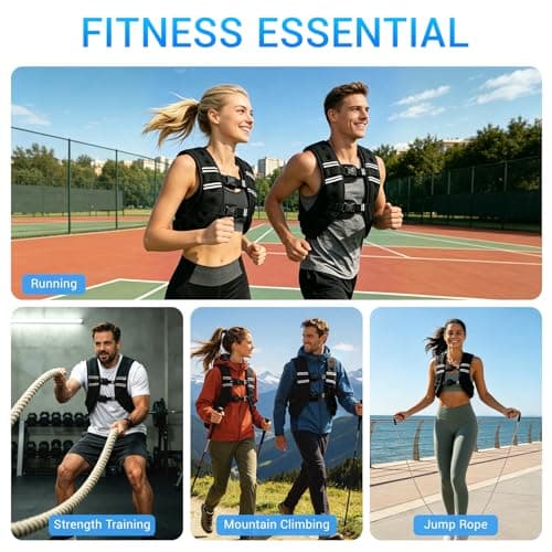Weighted Vest, Adjustable Body Weight Vest with Reflective Stripe, 8/12/16/20lb for Men Women, Running Vest Woman for Strength Training, Workout, Jogging, Walking, Fitness Equipment, Gym, Muscle Building, Weight Loss, Weightlifting - Thumbnail 6