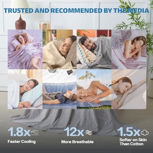PENGZHU TECHNOLOGY Cooling Blanket Throw Size, 50"x70" Cooling Blankets for Hot Sleepers, Cold Blanket Thin Lightweight Breathable Soft for Couch Bed, Lightweight Blanket Keep Cool for Night Sweats - Thumbnail 6