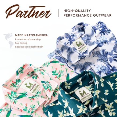 Partner Sportswear Golf Shirts for Men, Short Sleeve Print Moisture Wicking Wrinkle Resistant Collared Shirt, Stylish Cruise and Resort Wear for Men, Royal Parrot (S) - Thumbnail 6
