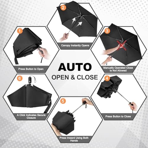 Lejorain Mini Automatic Umbrella for Travel - Flat Compact Folding Umbrella Lightweight Portable Umbrellas for Rain Paraguas - Thumbnail 4