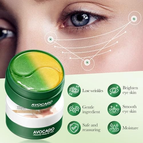 InfiniteRelax Avocado Under Eye Patches - 60 Pcs Eye Mask Anti-Aging Collagen Hyaluronic Acid Moisturizing Under Eye Mask for Removing Dark Circles - Thumbnail 5