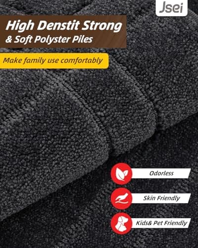 JSEI Kitchen Mats for Floor, Non-Slip Kitchen Rugs, Soft Washable Absorbent Kitchen Mats 2 PCS, Kitchen Runner Rug with TPR Backing, Polyester, 20"x32"+20"x48", Dark Grey - Thumbnail 4