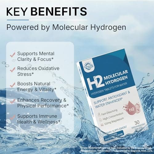 Molecular Hydrogen (H2) Tablets with 120mg Magnesium – 16 PPM Hydrogen Water Tablets for Water, Advanced Hydrogen Technology, Antioxidant Support, Natural Raspberry Flavor, 30 Tablets - Thumbnail 4