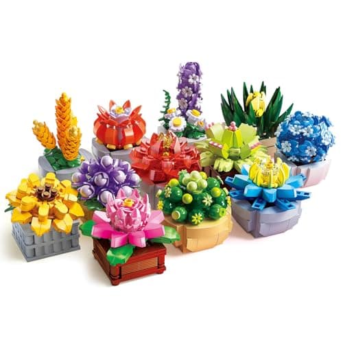 Succulents Set for Adults Building Sets, 12 Plants, Home Decor, Birthday Gifts for Women, Creative Housewarming Gifts, Botanical Collection, Flowers Succulents Artificial Plant Kit (1174 piece) - Image 1