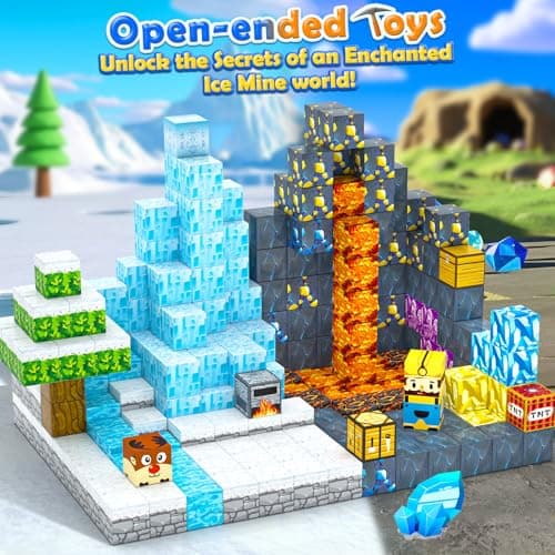 120PCS Large Magnetic Blocks-Build Mine Magnet World Ice & Sword Edition, Building Blocks Kids Toys STEM Sensory Toys for Ages 3-4 5-7 8-13, Gifts for 3 4 5 6 7 8 Year Old Boys Girls - Thumbnail 5