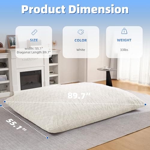 HABUTWAY 4 in 1 Bean Bag Chair, Giant Memory Foam Filling Bean Bag Sofa, Adult Bean Bag Chair, Machine Washable Faux Fur Cover, Bean Bag for Adult (White) - Thumbnail 2