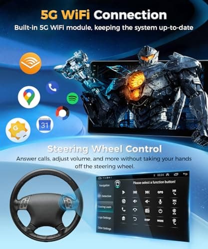 XGU 8 Core 2+64G Car Stereo for Honda Civic 2006 2007 2008 2009 2010 2011 Radio Apple Carplay Android Auto,10.1" Touch Screen for Civic Head Unit GPS Navi,5G WiFi,FM RDS EQ HiFi,SWC,Backup Camera - Thumbnail 5