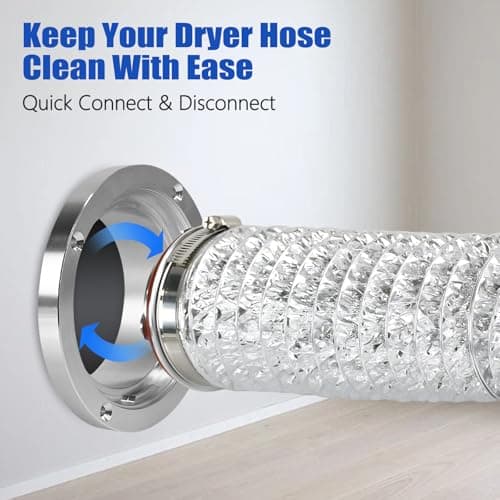 Aluminum Alloy 4 Inch Dryer Vent Hose Connector Kit, Quick Setup Design With Extra Thick(6-Ply) Aluminum Foil 5 Ft Duct And 2 Clamps, Antioxidant And Durable For Dryer Washer Bathroom - Thumbnail 3