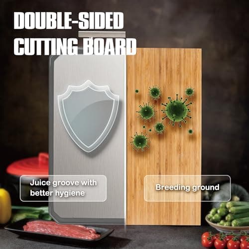 SNOWCLAD Stainless Steel Cutting Board Set of 2 for kitchen - Thumbnail 5