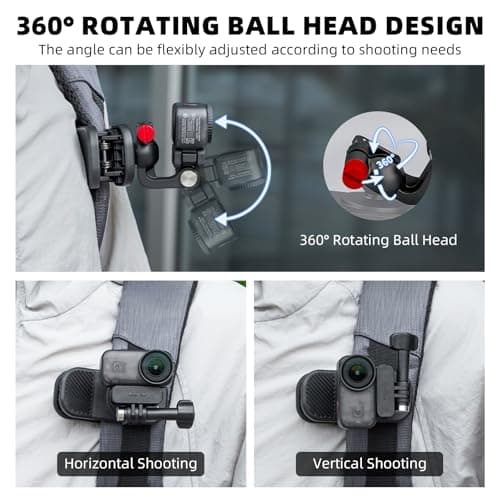 Backpack Clip Magnetic Mount for DJI Osmo Action 5 Pro/6/4/3, 360° Rotating Shoulder Bag Strap Clip Mount for Insta360 X5/X4/Ace Pro 2/Go Ultra, Osmo Pocket 3/Nano/360, for GoPro Hero 13 Accessories - Thumbnail 5