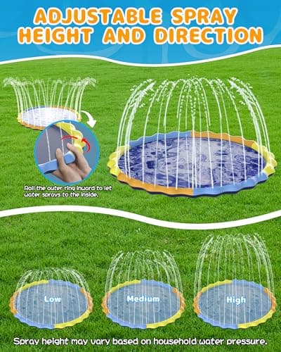 Instraella Splash Pad for Kids and Dogs, 124in Non-Slip Sprinkler Mat 0.5mm Thickened Durable and Foldable Large Pool Summer Fun Outdoor Toys for Dogs and Toddlers Age - Thumbnail 3