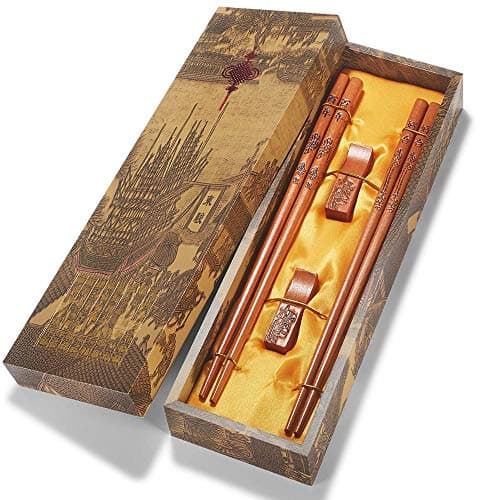 Chopstick Reusable Chinese style Chopsticks with Holder and Carrying Bag Chinese Traditional Stylish Set（2 Pairs）