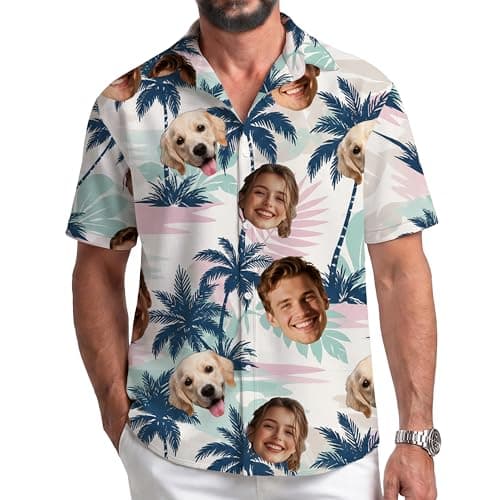 Custom Hawaiian Shirt, Custom Face Pattern, Personalized Hawaiian Shirt with Face, Custom Shirts for Man Woman, Suitable for Beach Vacation, Birthday Party, Summer Casual Purple (Style-2) - Image 1