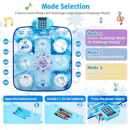 LZFYMXOK Dance Mat for Girls–Electronic Dance Game Toy Pad with 8 Challenge Levels, 3 Modes & LED Score Display, Frozen Toys for Girls Rhythm Step Play Mat, 2026 Birthday Gifts for Ages 3-12 - Thumbnail 4