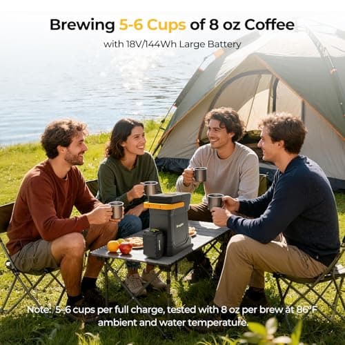 BougeRV Coffee Maker with 18V 8Ah Battery Powered Compatible with K Cup Coffee Pods & Ground Coffee, Portable Coffee Maker Cordless with AC/DC Power for Travel, Camping, Outdoor, Jobsite, RV, Home - Thumbnail 4