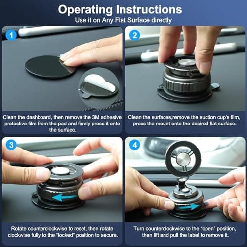 HUGSEE 2026 New Vacuum Magnetic Phone Holder for Car, Magsafe Car Mount for Car/Gym/Mirror/Smooth Surface, Compatible with iPhone Android and All Smartphones(G518) - Thumbnail 5