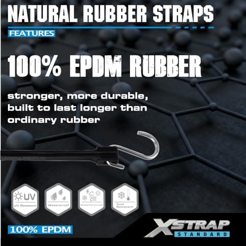 XSTRAP STANDARD 20 Pack 15'' Adjustable Rubber Tarp Straps, EPDM Bungee Cords with Hooks, Ideal for Securing Tarps, Canvases, Flatbed Trailers - Thumbnail 5
